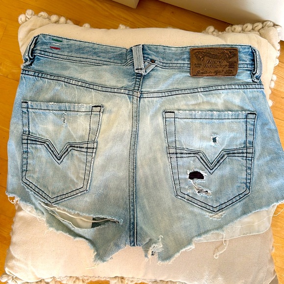 Light wash Diesel Distressed Jean Shorts - Picture 4 of 7